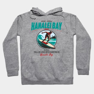 Hanalei Beach Bay Surfer Vintage Hoodie